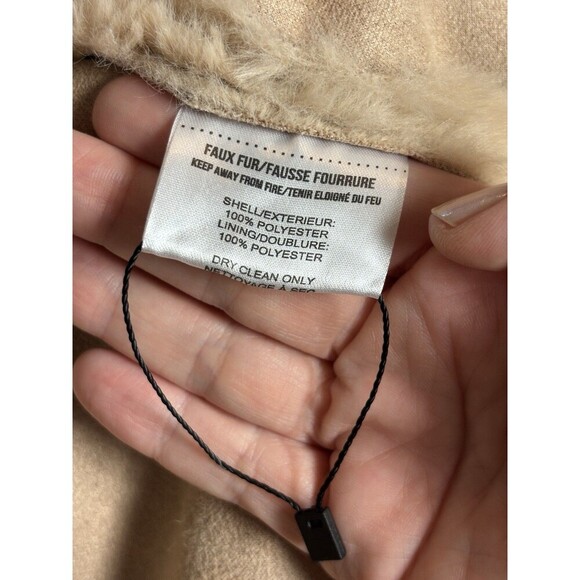 Apparis Rose Faux Fur Tan Moto Jacket XL Winter Coat Fall Zip Collared Teddy - Picture 4 of 12